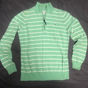 Vineyard Vines Mint and White Striped Cowl Sweater